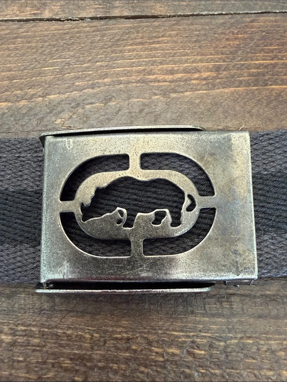 Vintage Ecko Unltd Grey Striped Canvas Web Belt 44